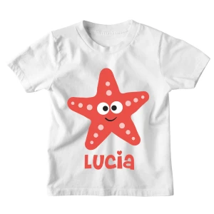 Maglietta Bambino Personalizzabile Stella Marina Animali Divertenti - personalizza con Il Nome del Tuo Bimbo o della Tua Bimba - Idea Regalo
