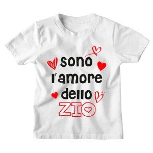 Maglietta Tshirt Bambino Bambina Divertenti Zio Sono l'Amore dello Zio - Idea Regalo