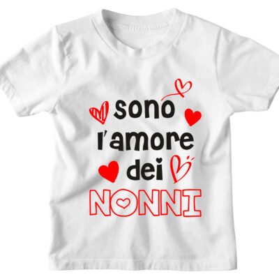 Maglietta Tshirt Bambino Bambina Divertenti Nonni Sono l'Amore dei Nonni - Idea Regalo