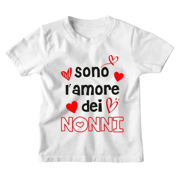 Maglietta Tshirt Bambino Bambina Divertenti Nonni Sono l'Amore dei Nonni - Idea Regalo