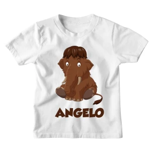 Maglietta Bambino Personalizzabile Mammut Mammuth Animali Divertenti - personalizza con Il Nome del Tuo Bimbo o della Tua Bimba - Idea Regalo