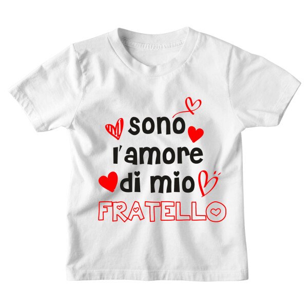 Maglietta Tshirt Bambino Bambina Divertenti Fratello Sono l'Amore di Mio Fratello - Idea Regalo