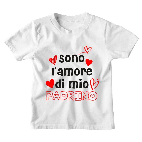 Maglietta Tshirt Bambino Bambina Divertenti Padrino Sono l'Amore di Mio Padrino - Idea Regalo