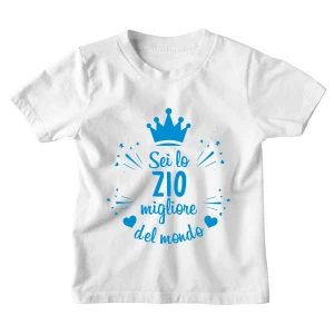 Tshirt Maglietta Bambino Divertente Azzurra Zio Sei il Migliore Zio del Mondo - Idea Regalo
