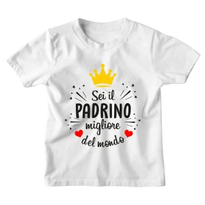 Tshirt Maglietta Bambino Bambina Divertente Padrino Sei il Migliore Padrino del Mondo - Idea Regalo