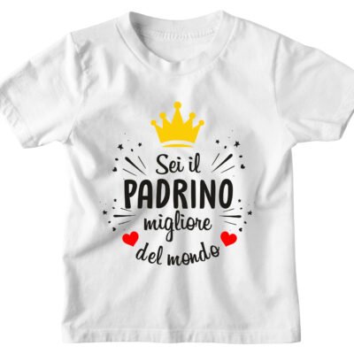 Tshirt Maglietta Bambino Bambina Divertente Padrino Sei il Migliore Padrino del Mondo - Idea Regalo