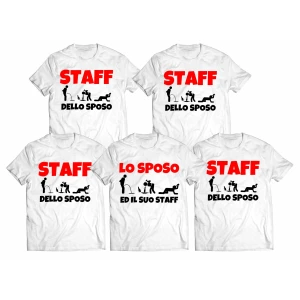 Pacchetto T-Shirt Magliette Addio al Celibato Lo Sposo ed il suo staff
