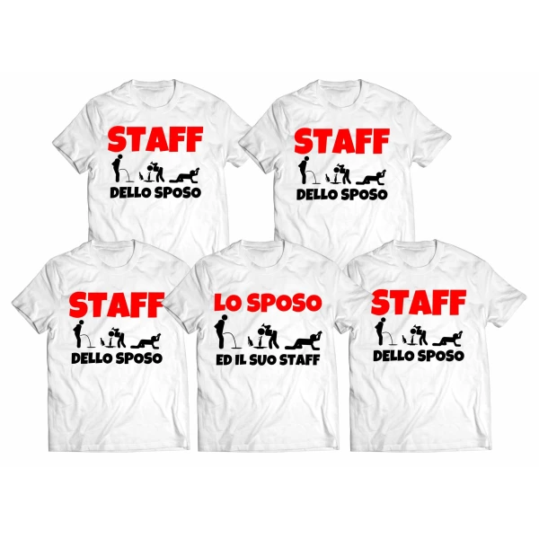 Pacchetto T-Shirt Magliette Addio al Celibato Lo Sposo ed il suo staff