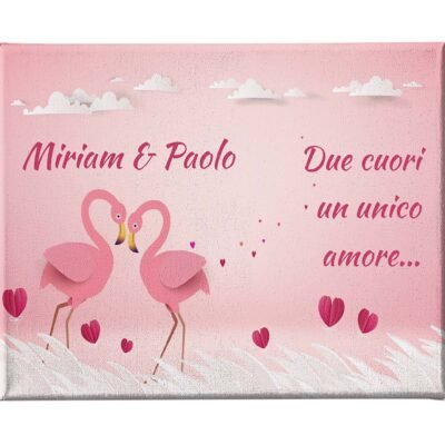 Quadro Tela Pittorica Canvas PERSONALIZZABILE Regalo Coppia SanValentino Innamorati Due cuori, un unico amore - Disponibile nei formati 50x70 cm e 35x50 cm