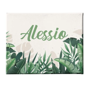 Quadro Tela Pittorica Canvas PERSONALIZZABILE col nome del tuo bimbo o della tua bimba - giungla - jungle - Disponibile nei formati 50x70 cm e 35x50 cm