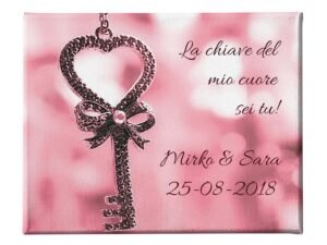 Quadro Tela Pittorica Canvas PERSONALIZZABILE Regalo Coppia SanValentino Innamorati La chiave del mio cuore - Disponibile nei formati 50x70 cm e 35x50 cm