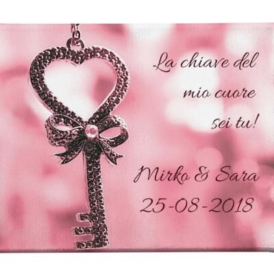Quadro Tela Pittorica Canvas PERSONALIZZABILE Regalo Coppia SanValentino Innamorati La chiave del mio cuore - Disponibile nei formati 50x70 cm e 35x50 cm
