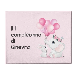 Quadro Tela Pittorica Canvas PERSONALIZZABILE col nome della tua bimba - Il 1° Compleanno - Disponibile nei formati 50x70 cm e 35x50 cm