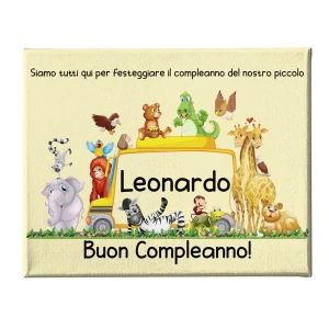 Quadro Tela Pittorica Canvas PERSONALIZZABILE col nome del tuo bimbo o della tua bimba - buon compleanno - Disponibile nei formati 50x70 cm e 35x50 cm