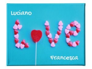 Quadro Tela Pittorica Canvas PERSONALIZZABILE Regalo Coppia SanValentino Innamorati LOVE - Disponibile nei formati 50x70 cm e 35x50 cm