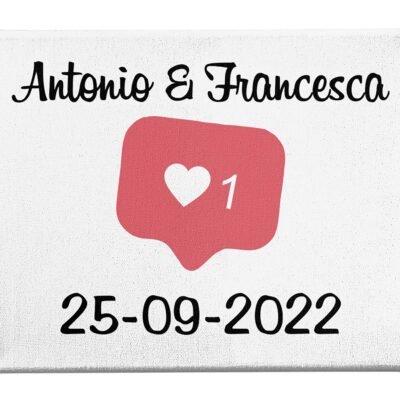 Quadro Tela Pittorica Canvas PERSONALIZZABILE Regalo Coppia SanValentino Innamorati Notifica Cuore - Disponibile nei formati 50x70 cm e 35x50 cm