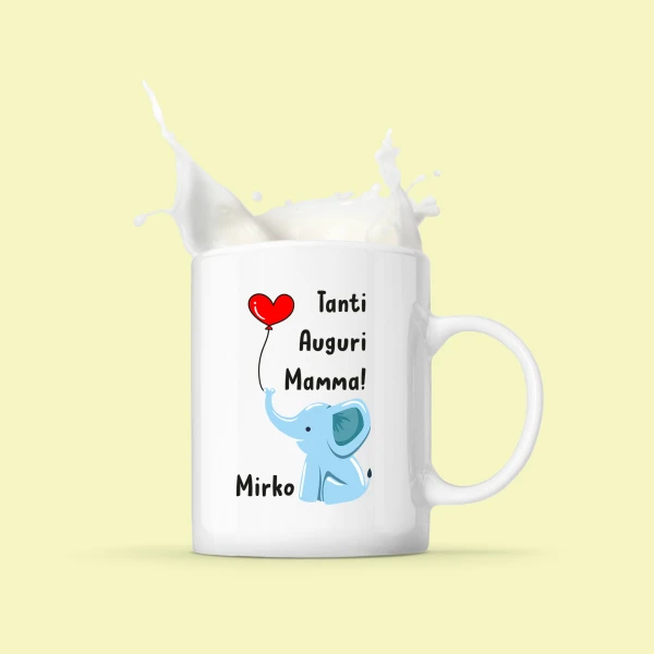 Tazza Mamma PERSONALIZZABILE Neonato Divertenti Maschietto elefantino Tanti Auguri mamma - Idee Regalo per la Festa della Mamma Mug 11OZ Idea Regalo Mamma - immagine 3