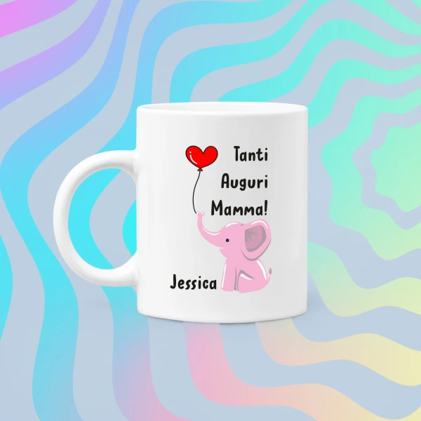 Tazza Mamma PERSONALIZZABILE Neonato Divertenti Femminuccia elefantino Tanti Auguri mamma - Idee Regalo per la Festa della Mamma Mug 11OZ Idea Regalo Mamma - immagine 5