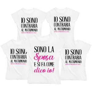 Pacchetto T-Shirt Magliette Addio al Nubilato in corso Sono la sposa e si fa come dico io - io sono contraria al matrimonio