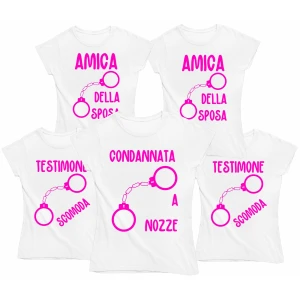 Pacchetto T-Shirt Magliette Addio al Nubilato in corso Condannata a nozze Testimone scomoda Amica della sposa