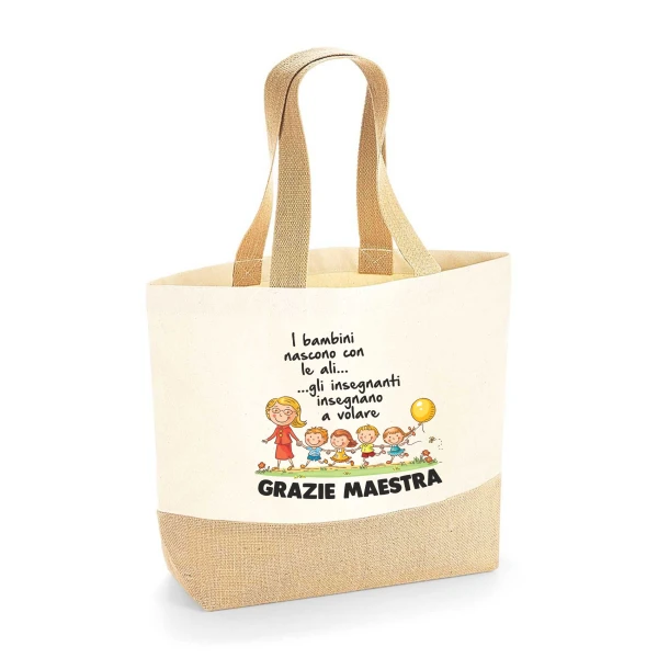 Shopper Maestra Regalo Maestra Grazie Maestra Ideale come Borsa Mare Idea Regalo fine anno scolastico