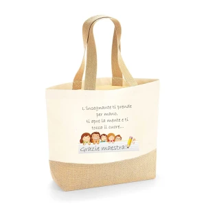 Shopper Maestra Regalo Maestra L'insegnante ti prende per mano Ideale come Borsa Mare Idea Regalo fine anno scolastico