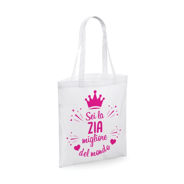 Shopping Bag Zia Migliore del Mondo Shopper Idea Regalo Zia