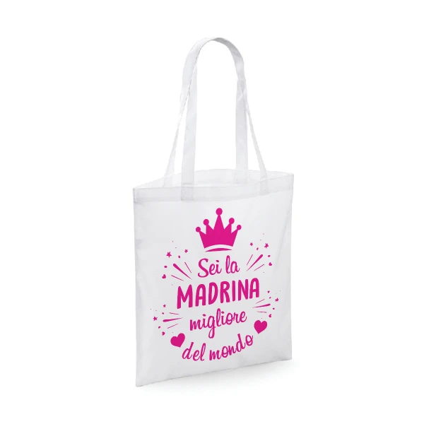 Shopping Bag Madrina Migliore del Mondo Shopper Idea Regalo Madrina