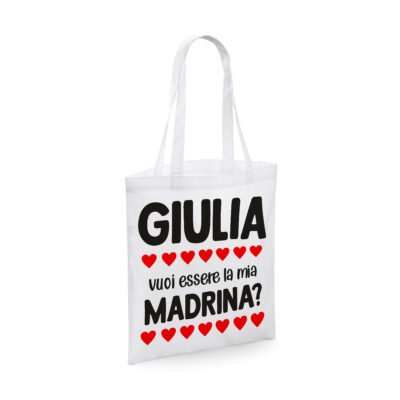 Shopping Bag Madrina divertente PERSONALIZZABILE Vuoi essere la mia madrina? Shopper Idea Regalo Madrina