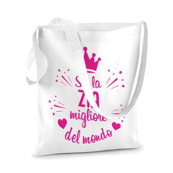 Shopping Bag Zia Migliore del Mondo Shopper Idea Regalo Zia - immagine 3