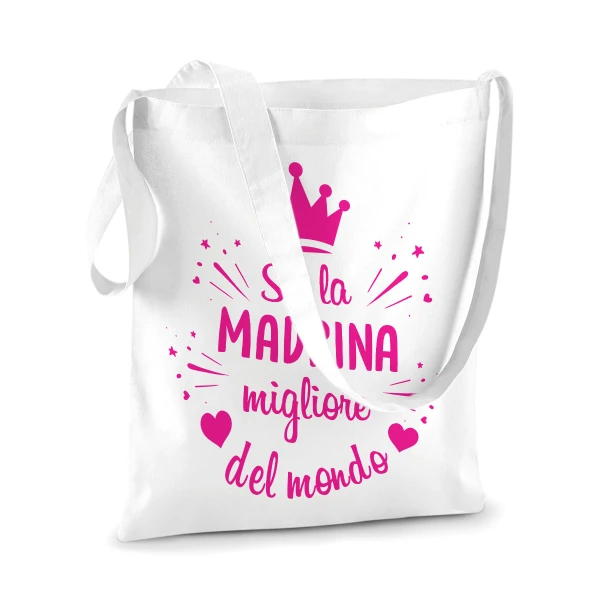 Shopping Bag Madrina Migliore del Mondo Shopper Idea Regalo Madrina - immagine 3