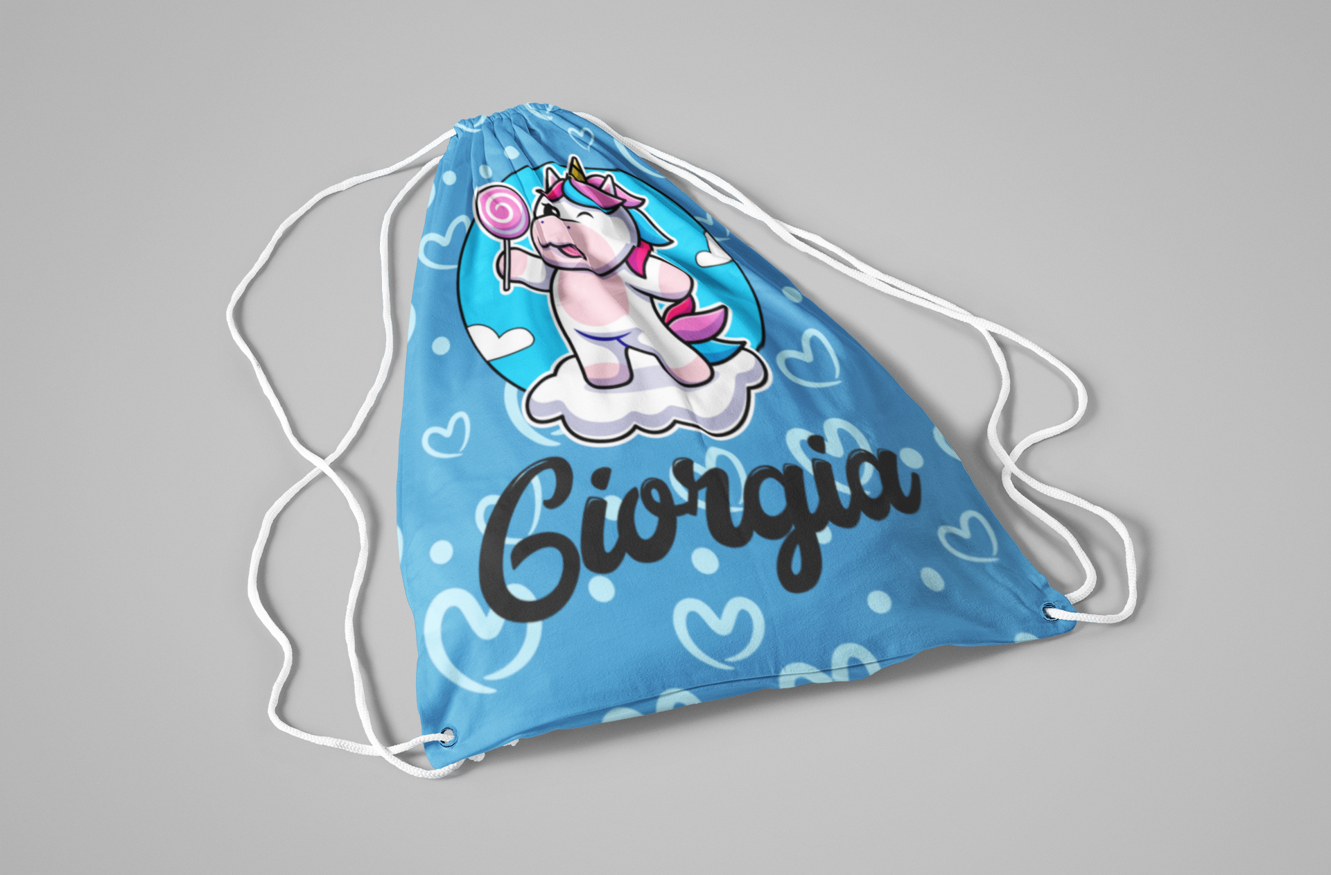 Sacca Ginnastica Unicorno Nuvola Personalizzata Personalizzabile Nome  Bambino Bambina - ColorFamily