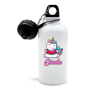 Borraccia in Alluminio Personalizzabile con Nome Unicorni Unicorno Bimbo Bimba Bambino Bambina Scuola Sport Tempo Libero 500 ml
