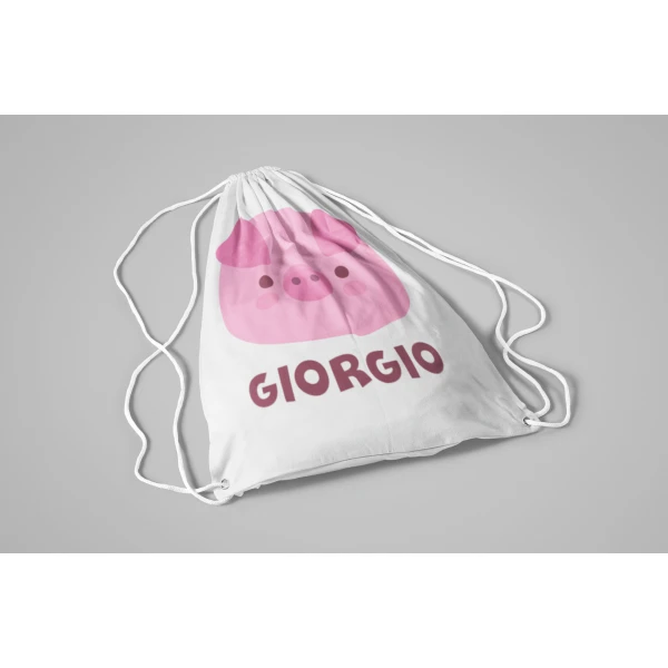 Sacca Ginnastica Maialino Pig Personalizzata Personalizzabile Nome Bambino Bambina - immagine 3
