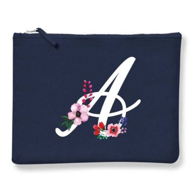 Pochette Donna con Iniziale Floreale - Scegli la tua Iniziale - 100% cotone Canvas