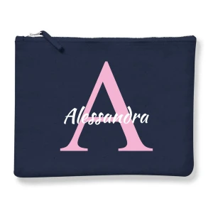 Pochette Donna PERSONALIZZABILE con Iniziale Floreale - Scegli la tua Iniziale - 100% cotone Canvas