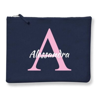 Pochette Donna PERSONALIZZABILE con Iniziale Floreale - Scegli la tua Iniziale - 100% cotone Canvas