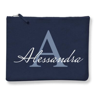 Pochette Donna PERSONALIZZABILE con nome con Iniziale Floreale - Scegli la tua Iniziale - 100% cotone Canvas