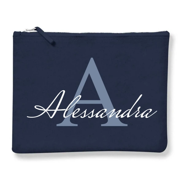 Pochette Donna PERSONALIZZABILE con nome con Iniziale Floreale - Scegli la tua Iniziale - 100% cotone Canvas