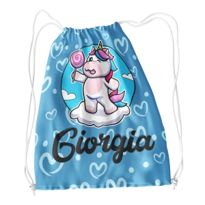 Sacca Ginnastica Unicorno Nuvola Personalizzata Personalizzabile Nome Bambino Bambina