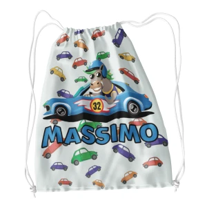 Sacca Ginnastica Macchinina Macchinine Cavallino Personalizzata Personalizzabile Nome Bambino Bambina
