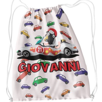 Sacca Ginnastica Macchinina Macchinine Pecorella Personalizzata Personalizzabile Nome Bambino Bambina
