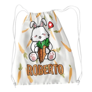 Sacca Ginnastica Coniglietto carote Rabbit Personalizzata Personalizzabile Nome Bambino Bambina