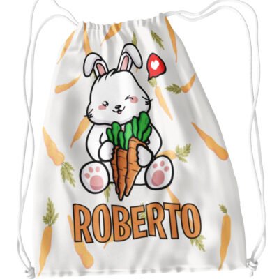 Sacca Ginnastica Coniglietto carote Rabbit Personalizzata Personalizzabile Nome Bambino Bambina