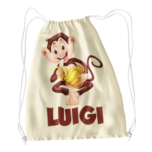 Sacca Ginnastica Scimmietta Monkey Personalizzata Personalizzabile Nome Bambino Bambina