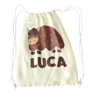 Sacca Ginnastica Mucca Personalizzata Personalizzabile Nome Bambino Bambina