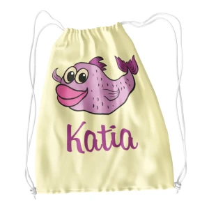 Sacca Ginnastica Pesciolino Rosa Personalizzata Personalizzabile Nome Bambino Bambina