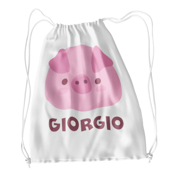 Sacca Ginnastica Maialino Pig Personalizzata Personalizzabile Nome Bambino Bambina
