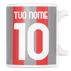 Tazza Mug PERSONALIZZA NOME E NUMERO grigiorosso tifoso Regalo Calcio