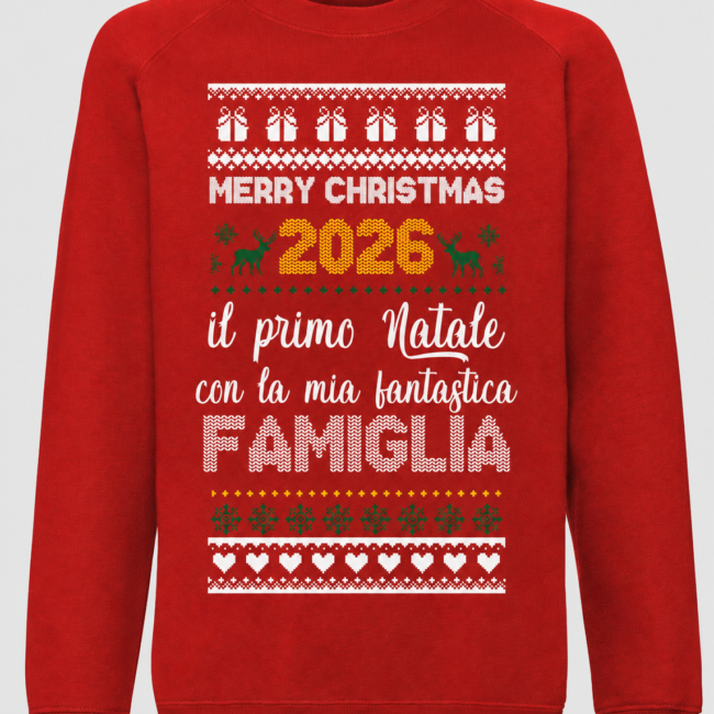 Felpa girocollo Natale Natalizia 2026 il primo natale con la mia fantastica famiglia - regalo di natale - felpa divertente - idea regalo natale Unisex